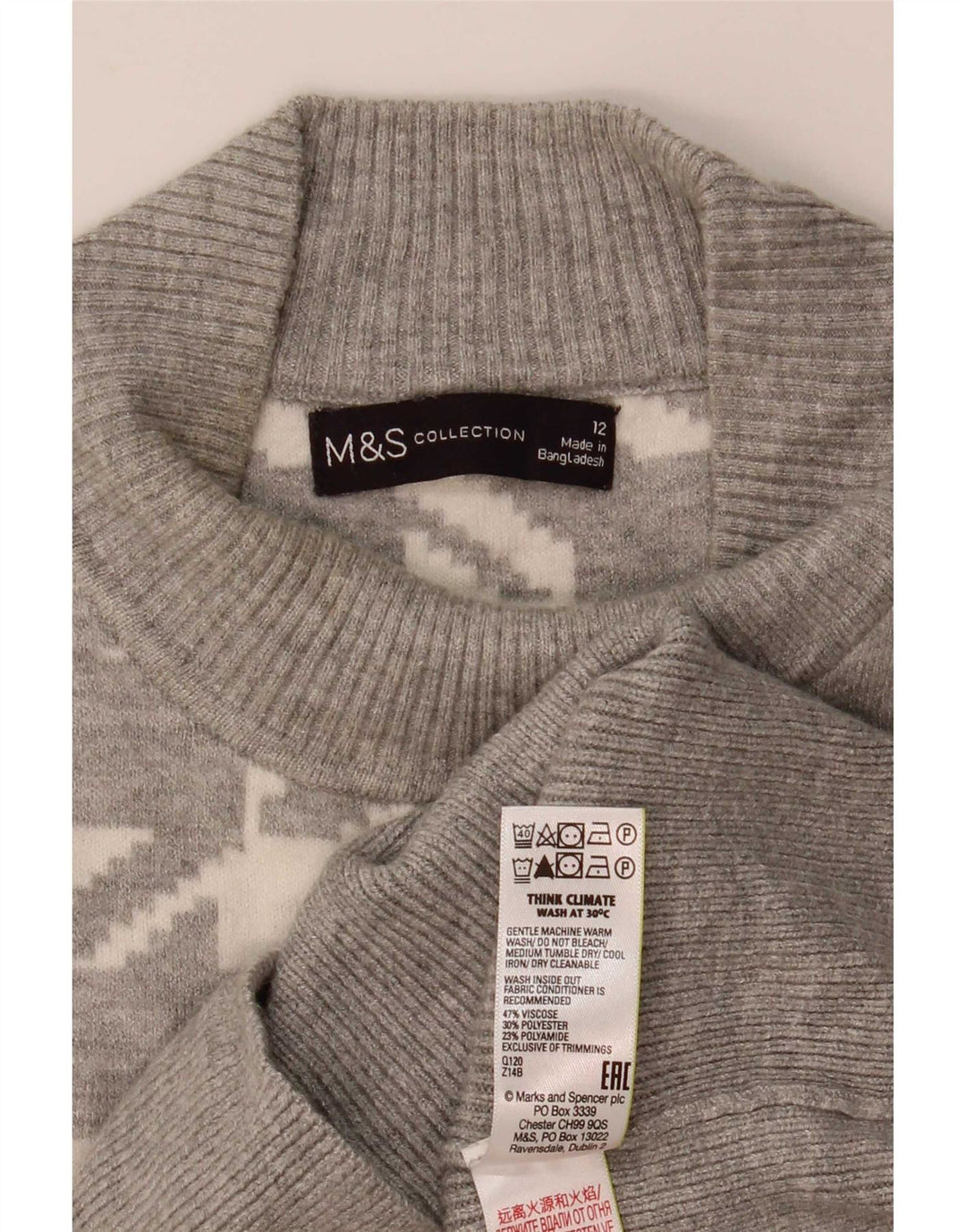 Женский джемпер с высоким воротником Marks & Spencer, Великобритания 12, средний серый