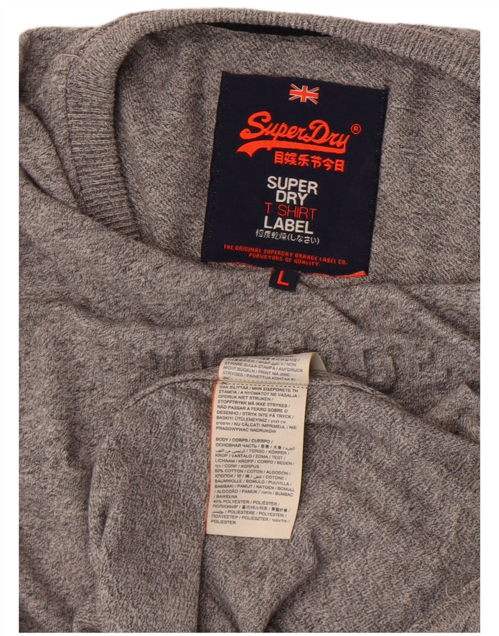 Мужской топ с рисунком Superdry, большой серый хлопок с длинным рукавом