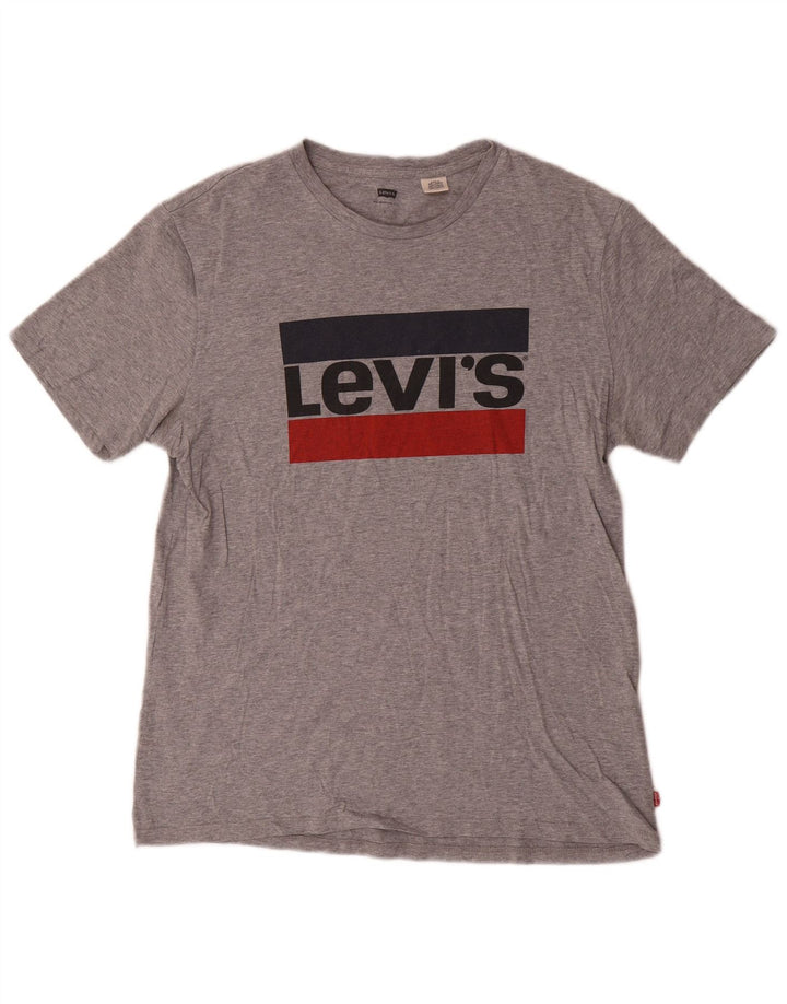 Мужская футболка с рисунком Levi's, большая серая в крапинку
