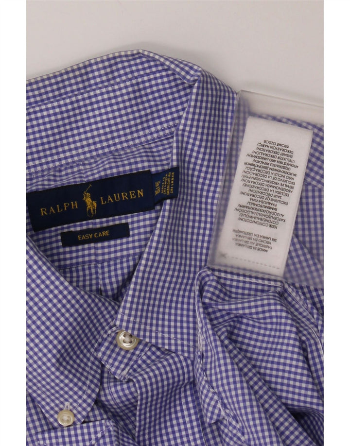Мужская рубашка Ralph Lauren, размер 16, 1/2, большая синяя хлопковая клетка