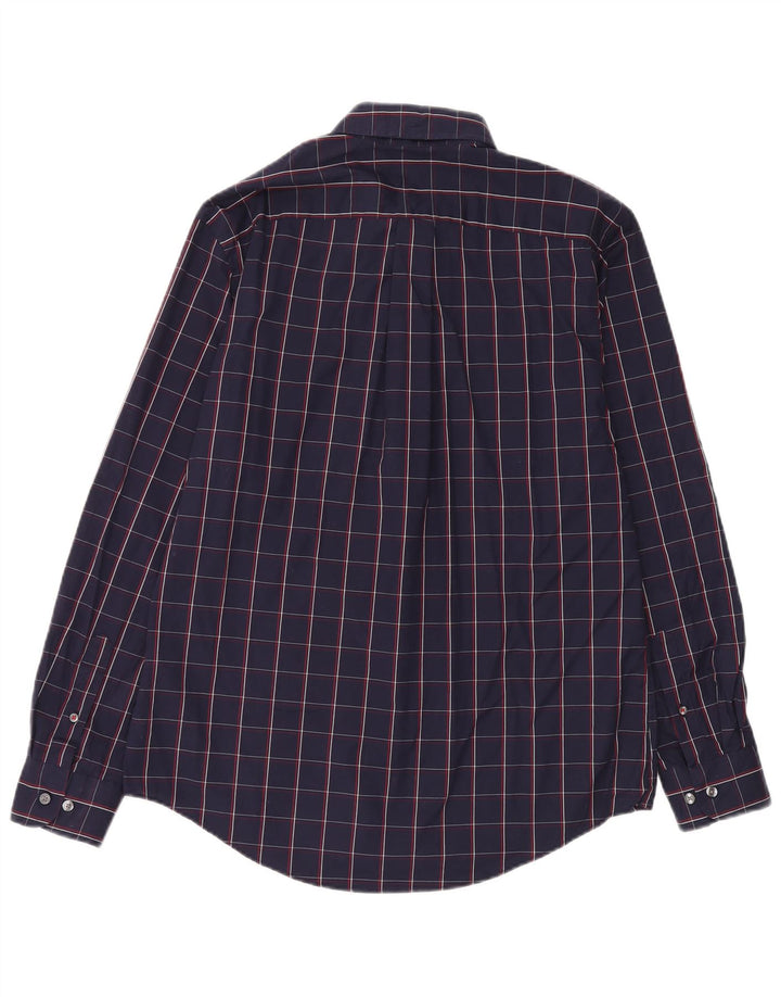 Мужская рубашка Tommy Hilfiger, большая темно-синяя клетка в клетку, хлопок