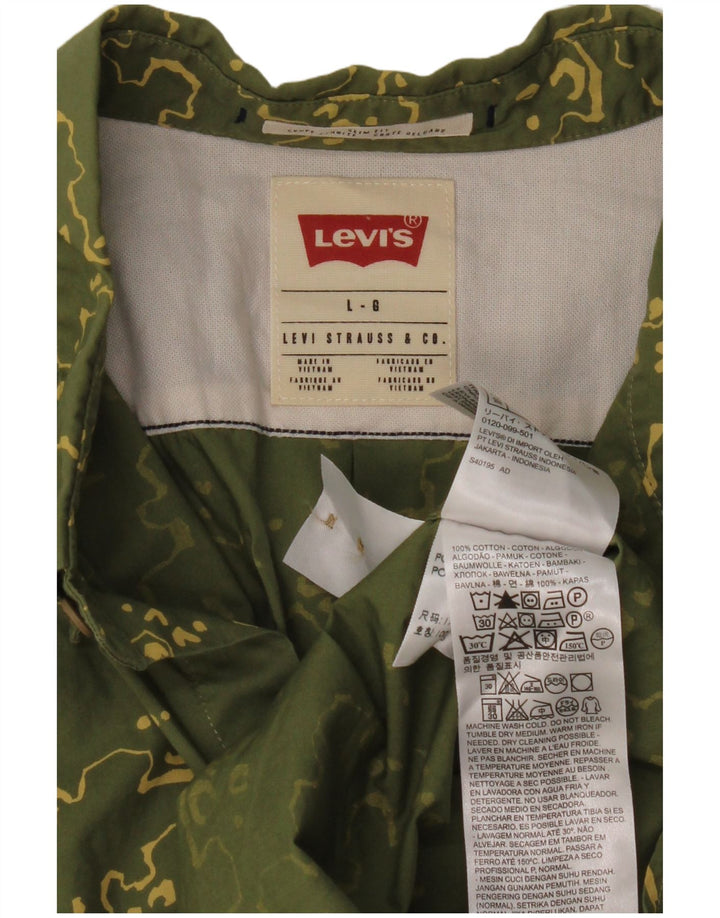 Мужская рубашка приталенного кроя Levi's, большая зеленая камуфляжная хлопковая рубашка