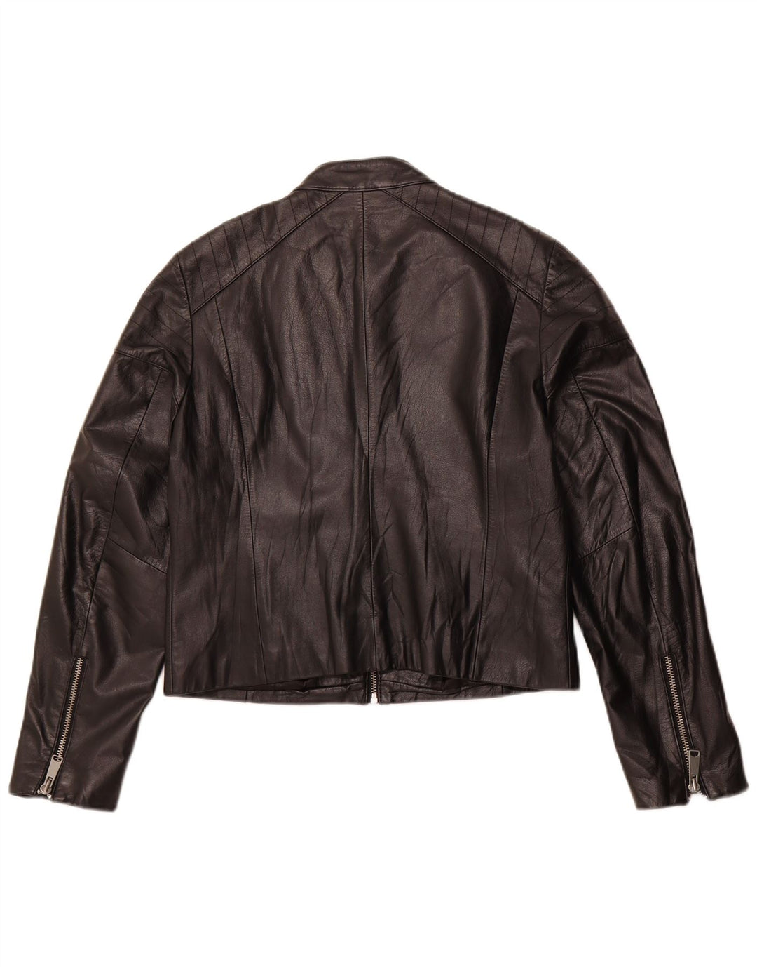 Женская укороченная кожаная куртка H&M UK 16, большая черная кожаная