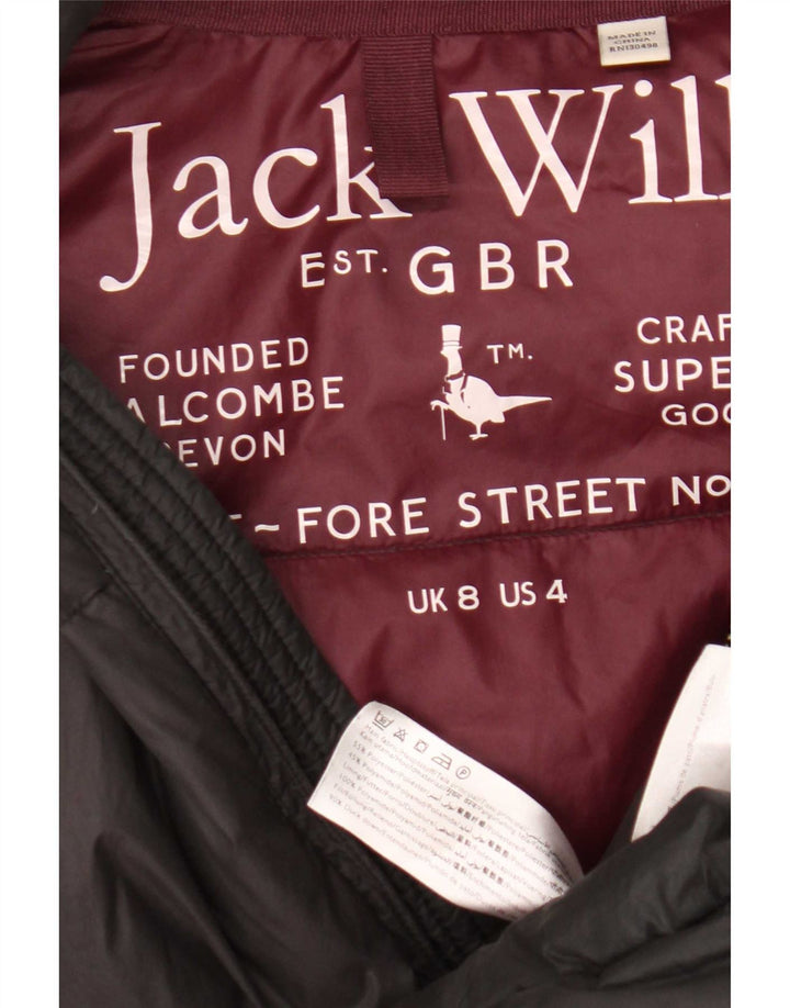 Женское стеганое пальто с капюшоном Jack Wills UK 8, маленький серый полиэстер