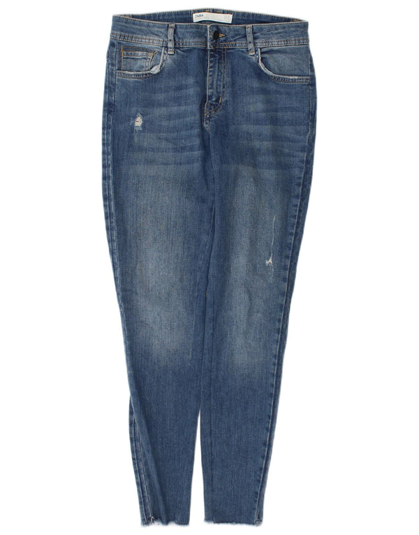 Zara Womens Distressed Skinny Jeans EU 38 Small W28 L28 Blue Cotton