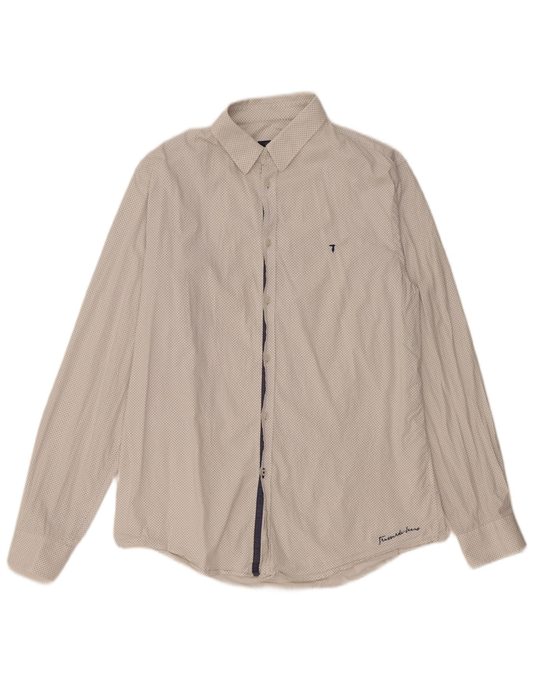 Мужские джинсы Trussardi с абстрактным узором, приталенная рубашка среднего размера, белый хлопок