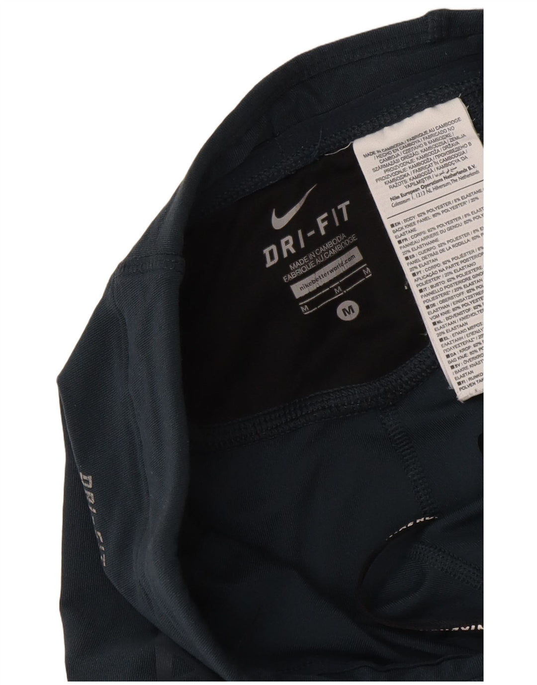 Женские леггинсы Nike Dri Fit UK 12, средний темно-синий, полиэстер с геометрическим рисунком