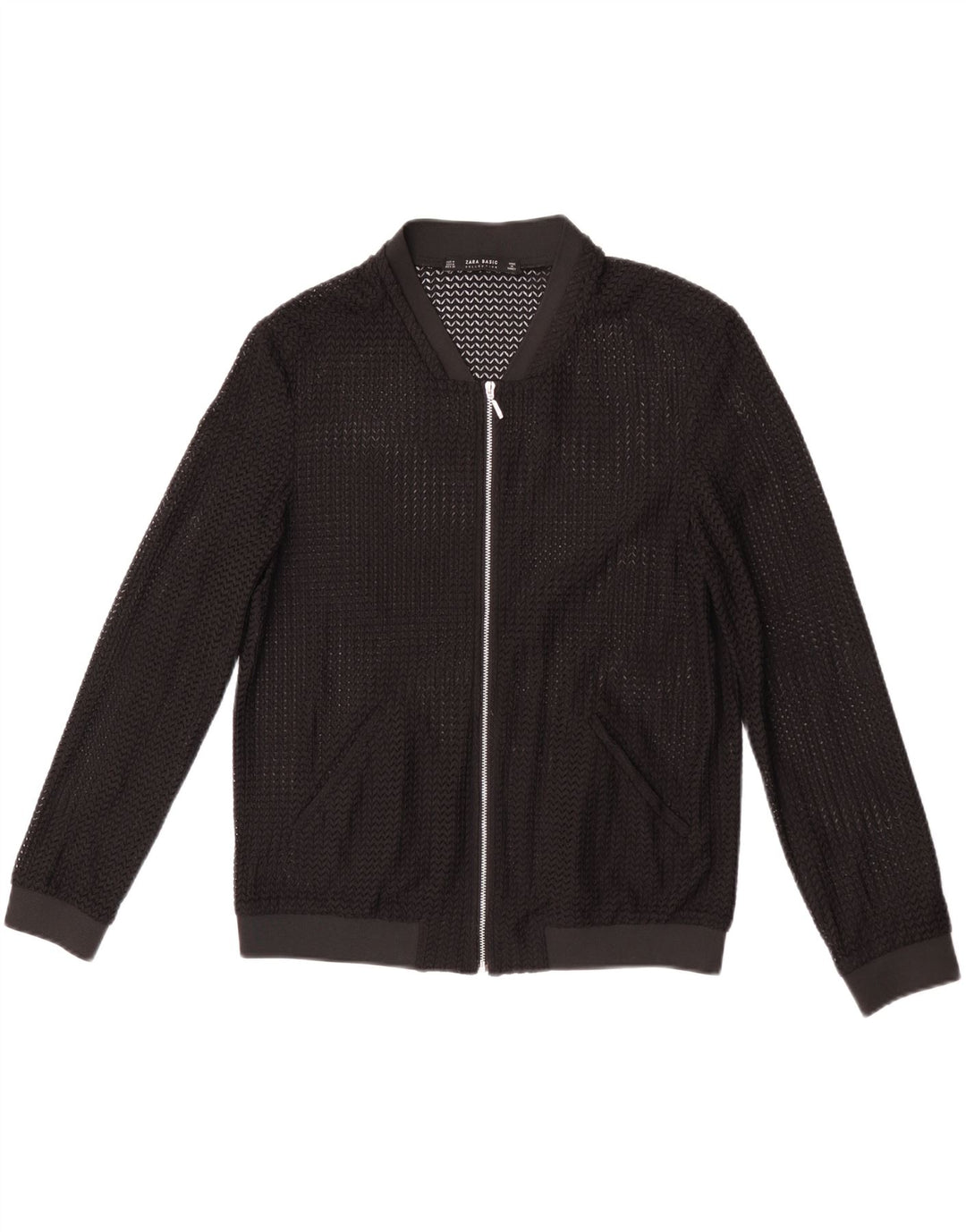Женский прозрачный бомбер Zara UK 14, средний черный