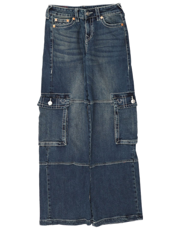 Женские широкие джинсы-карго True Religion W26 L33, синий хлопок