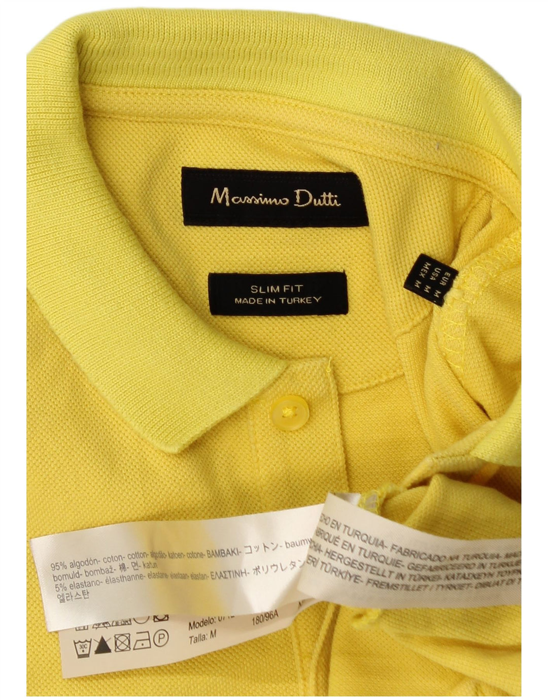 Мужская рубашка-поло приталенного кроя Massimo Dutti из хлопка среднего желтого цвета