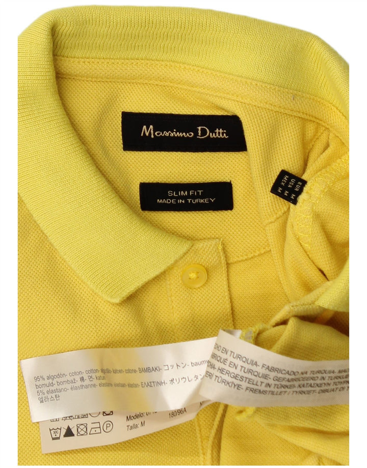 Мужская рубашка-поло приталенного кроя Massimo Dutti из хлопка среднего желтого цвета