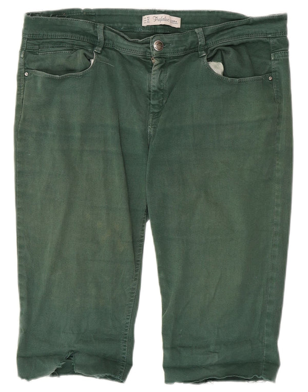 Женские джинсовые шорты-бермуды Zara Trafaluc EU 42, большие, W32, зеленые