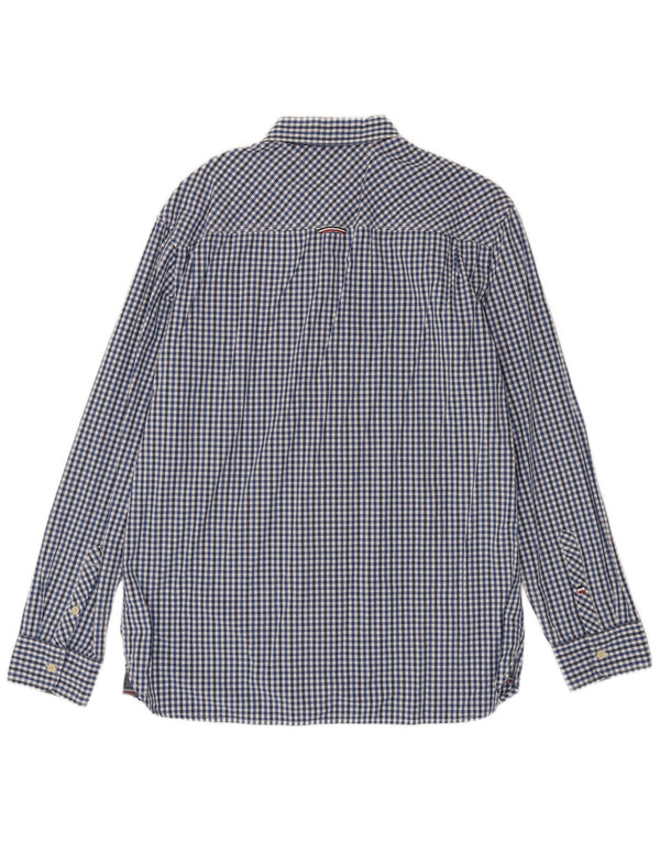 Мужская рубашка стандартного кроя Tommy Hilfiger XL, синяя, хлопок в мелкую клетку