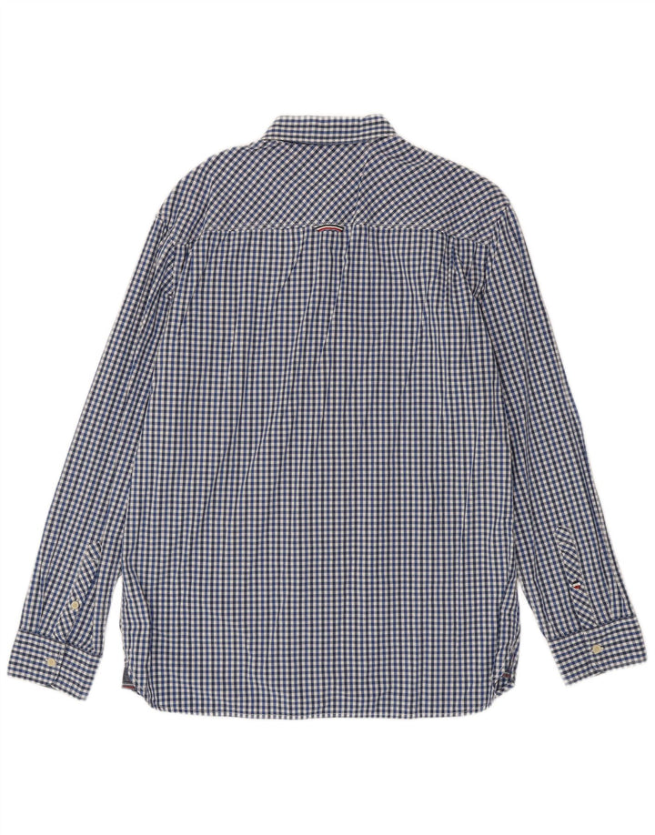 Мужская рубашка стандартного кроя Tommy Hilfiger XL, синяя, хлопок в мелкую клетку