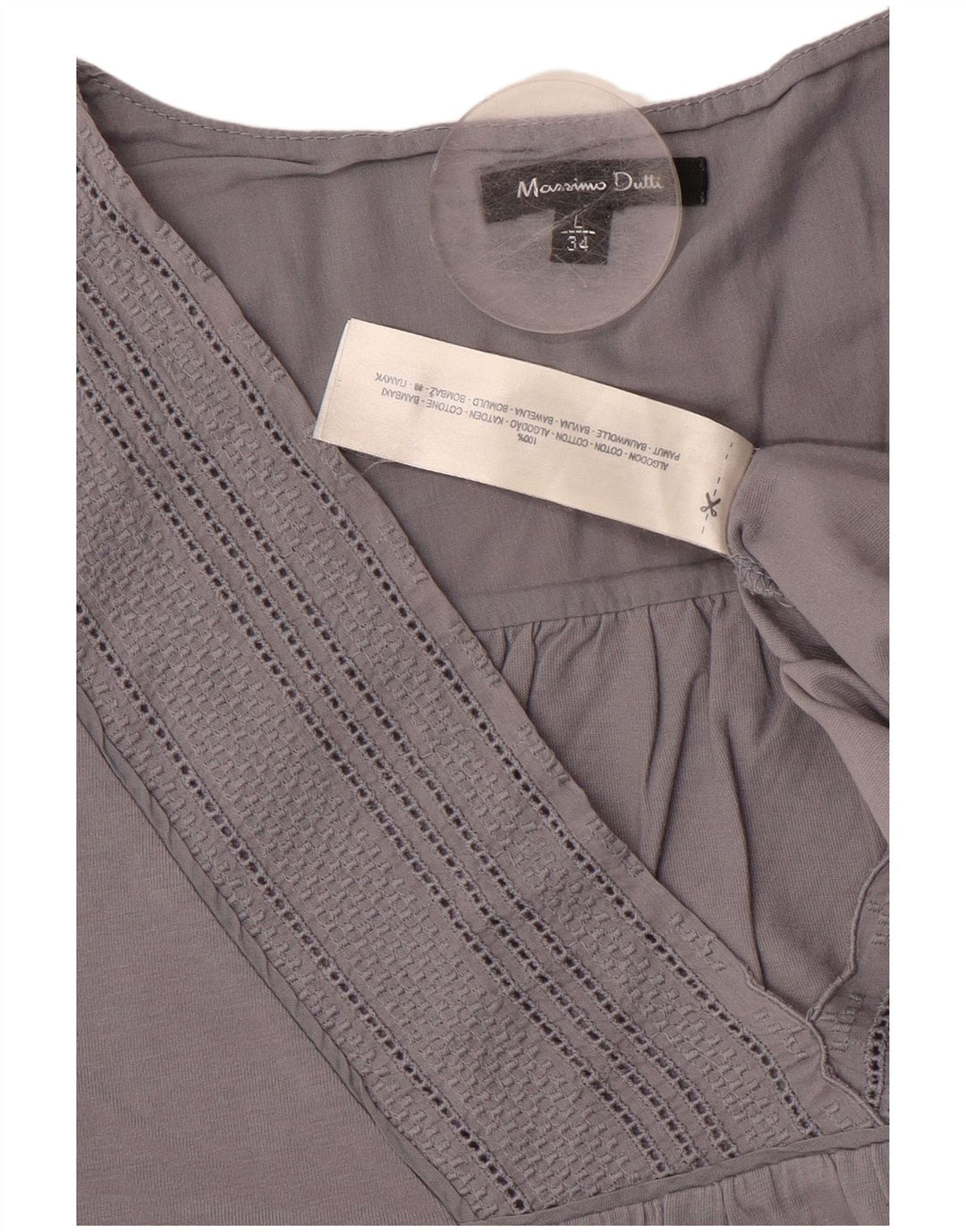Женская блузка MASSIMO DUTTI Top UK 14, большой серый хлопок