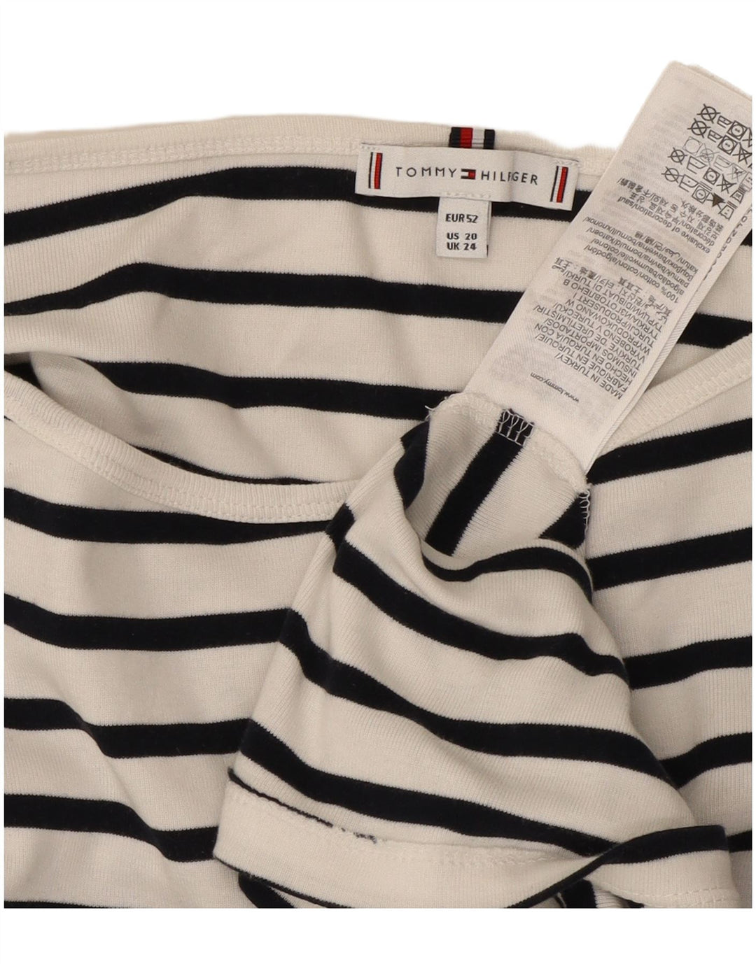 TOMMY HILFIGER Женский топ с рукавом 3/4 UK 24 4XL, хлопок в белую полоску