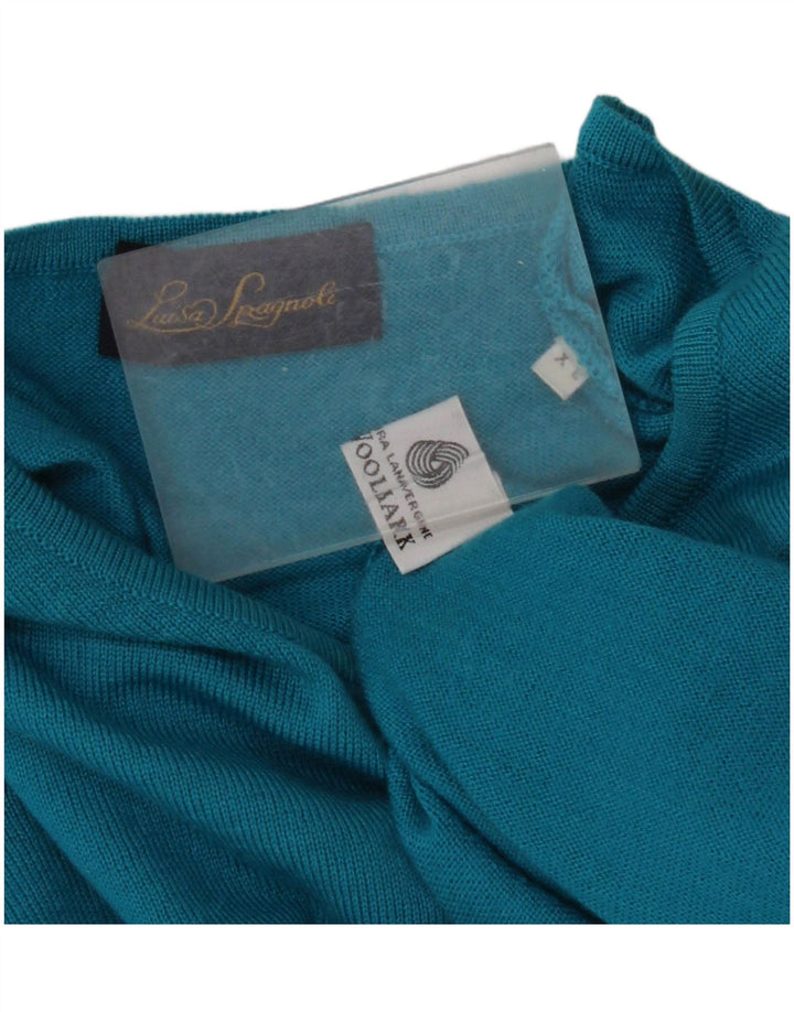 LUISA SPAGNOLI Женский джемпер с коротким рукавом с вырезом лодочкой, Великобритания 18 XL, синий