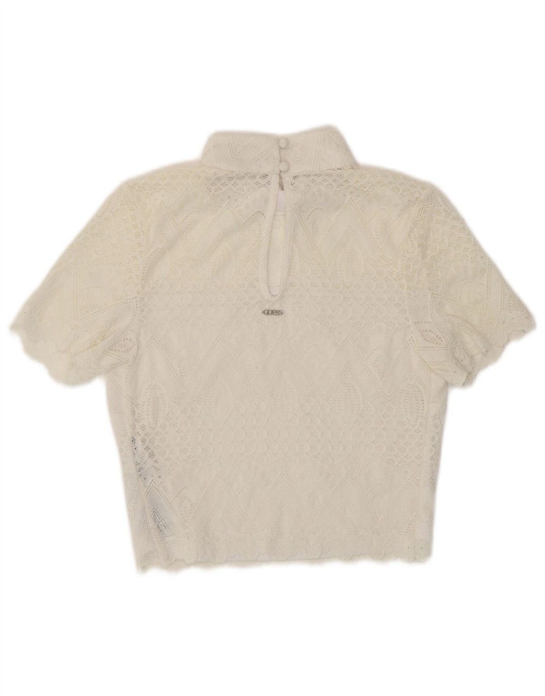 GUESS Womens Crop Blouse Top UK 4 XS White Polyamide