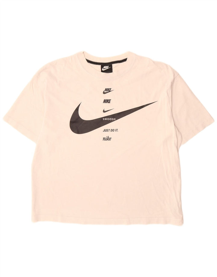 Мужская футболка с рисунком Nike Swoosh, средний белый хлопок, белый цвет