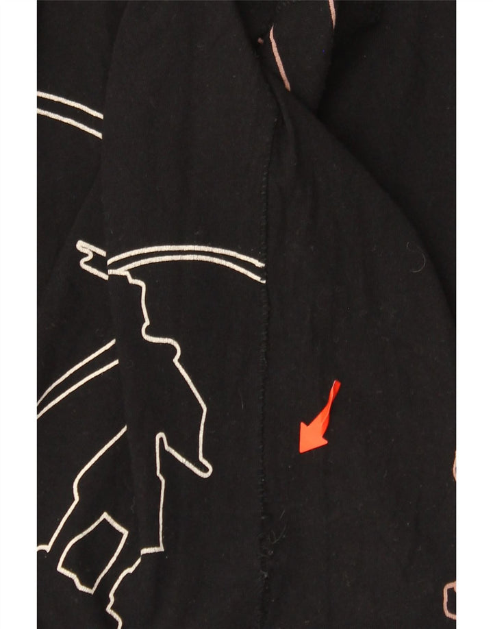 Женский топ Desigual Barcelona с графическим рисунком, длинный рукав, Великобритания, 12, средний черный, хлопок