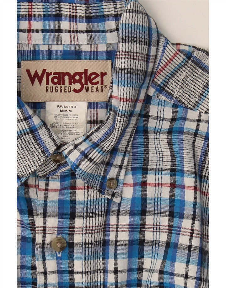 WRANGLER Mens Short Sleeve Shirt Medium Blue Check Cotton Vintage Wrangler and Second-Hand Wrangler from Messina Hembry 