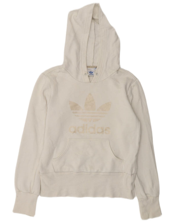 Adidas Женский джемпер с капюшоном с рисунком IT 38 XS Белый хлопок