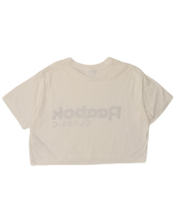 Женская классическая укороченная футболка с рисунком Reebok, Великобритания, 8/10, маленькая, белая