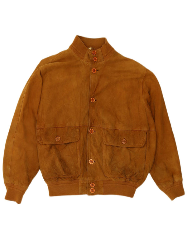 Мужской замшевый бомбер FABIO D UK 40, большой, бежевый кожаный