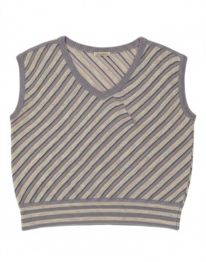 Винтажная женская майка-майка UK 12, средний фиолетовый в полоску