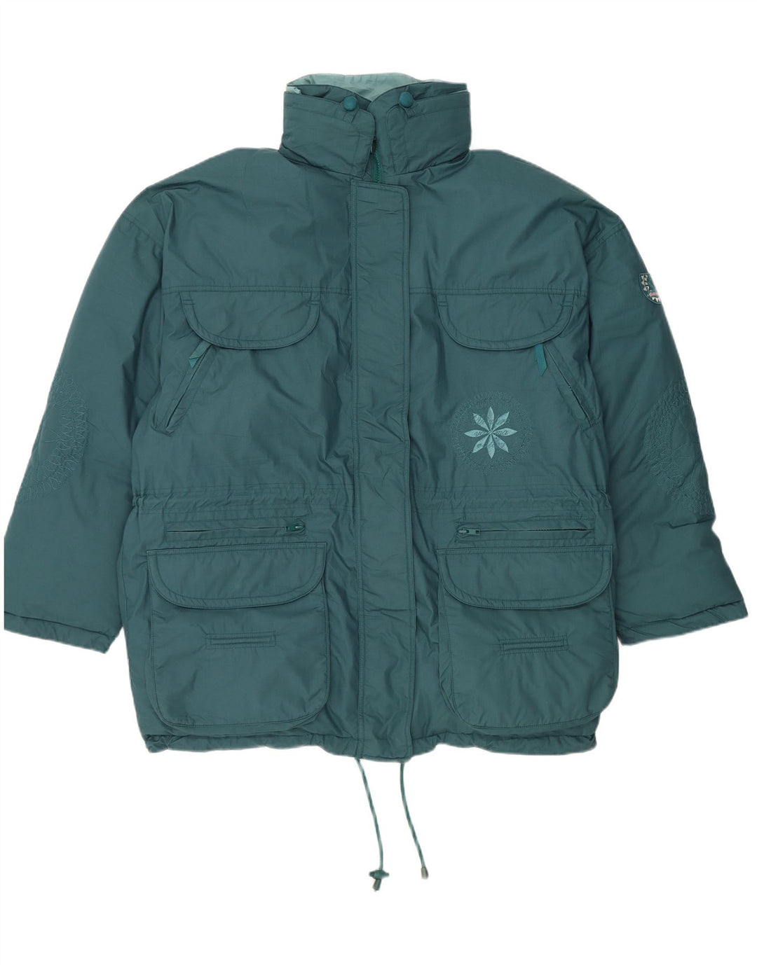 Женская утепленная куртка оверсайз с капюшоном DIADORA UK 16, большой синий цветочный принт