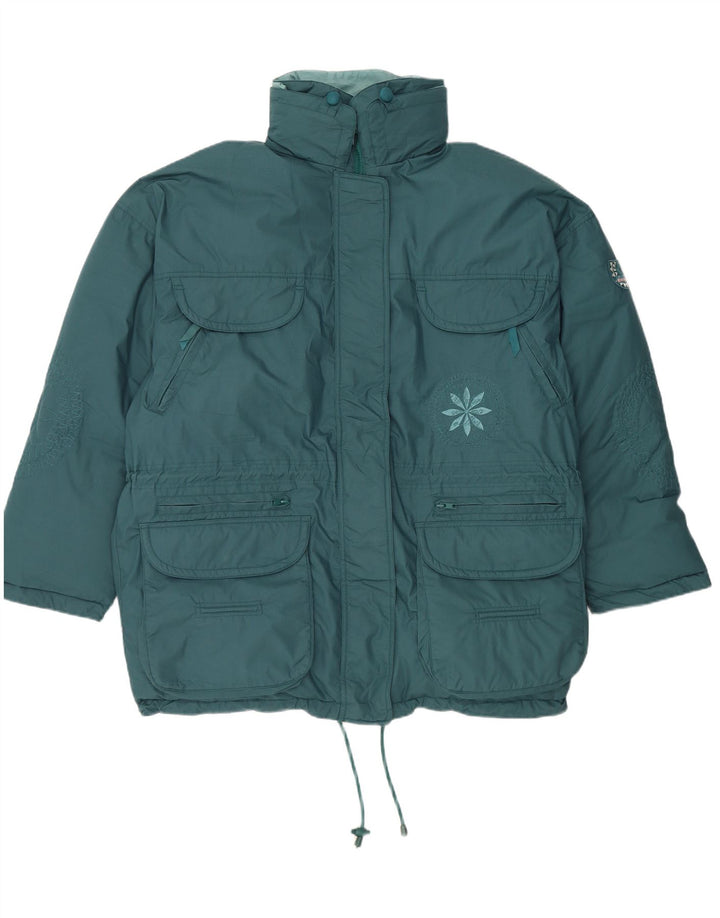 Женская утепленная куртка оверсайз с капюшоном DIADORA UK 16, большой синий цветочный принт