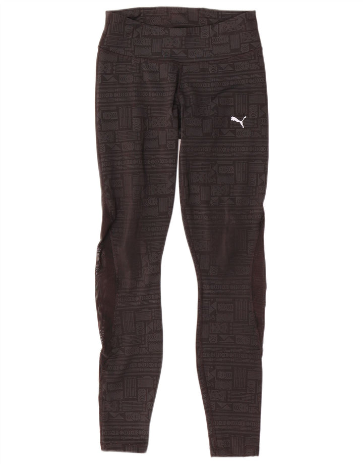 Женские леггинсы Puma UK 10, маленькие серые, полиэстер с геометрическим рисунком