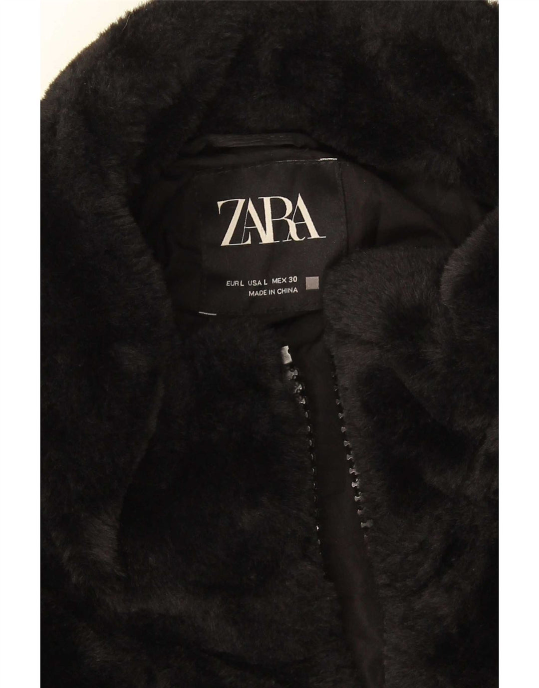 Женская куртка из искусственного меха Zara UK 16, большой черный полиэстер