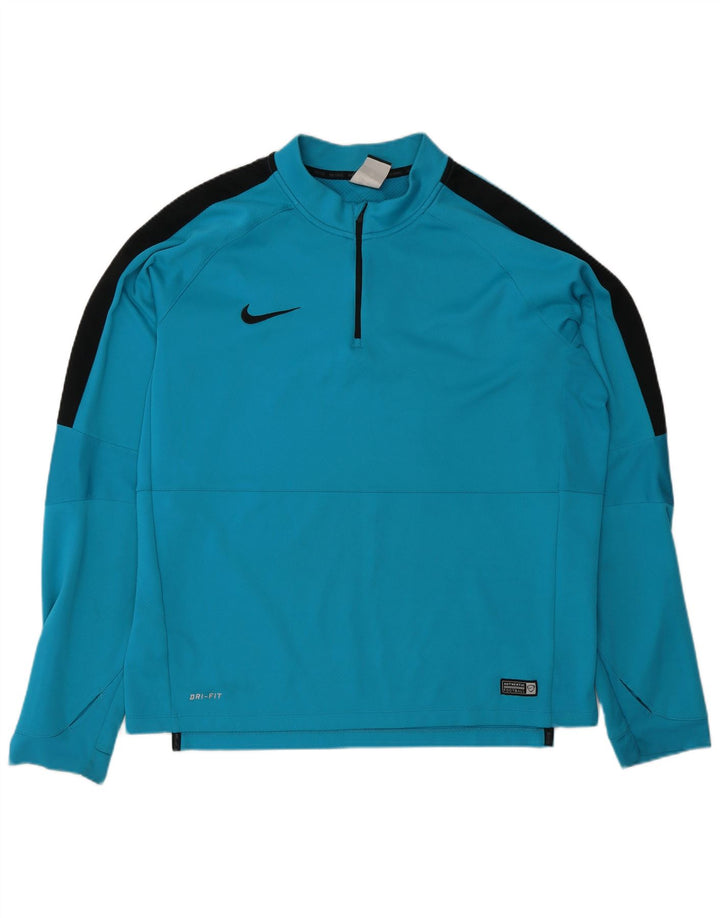 Мужской пуловер с воротником на молнии Nike Dri Fit, спортивный костюм, топ XL, синий с цветными блоками