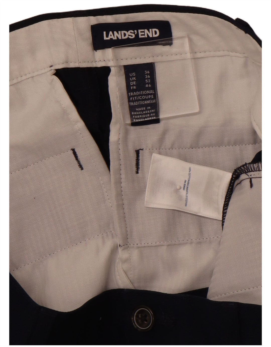 Мужские шорты чинос LANDS END W36, большие, темно-синие, хлопок