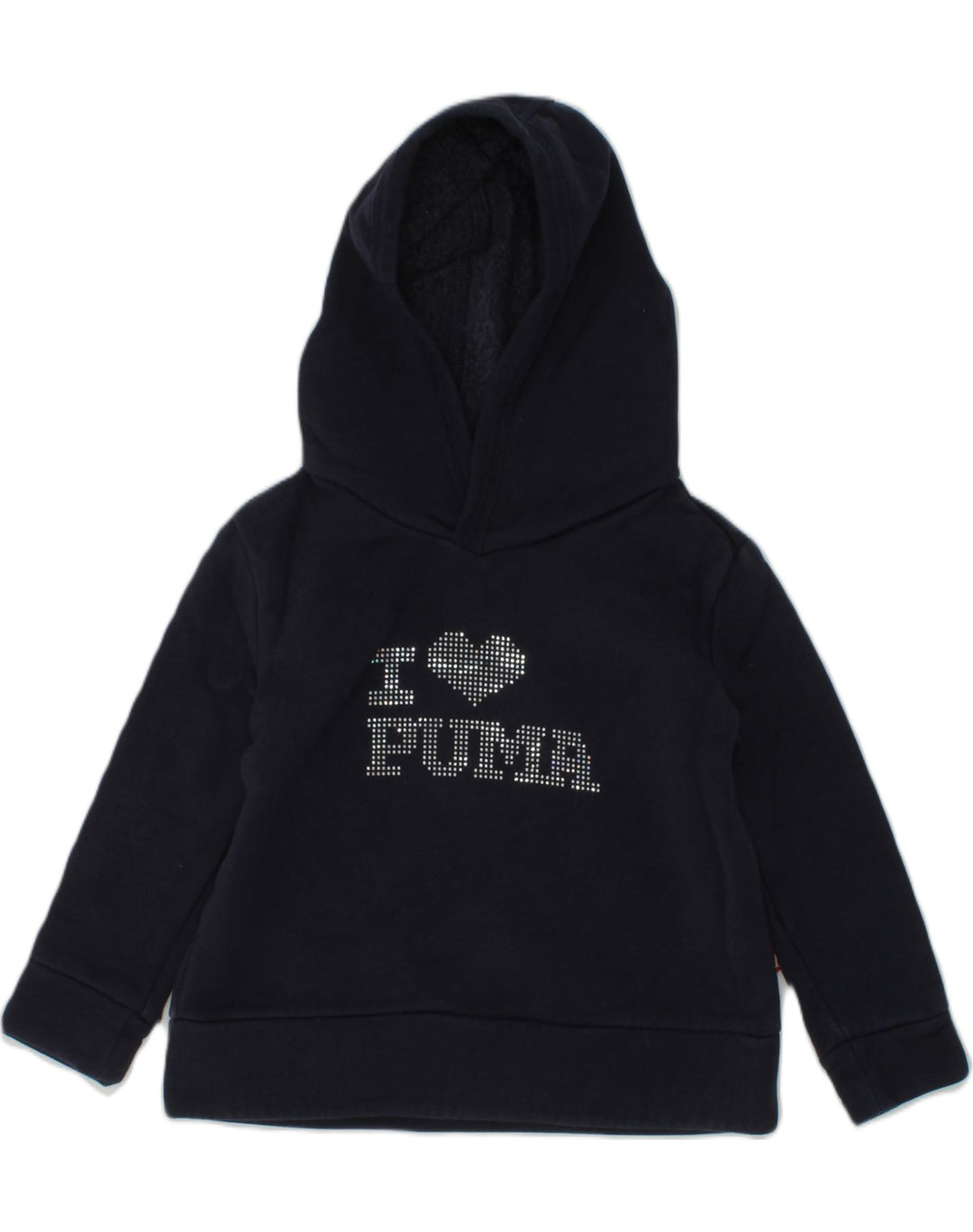 PUMA Baby Girls Graphic Hoodie Jumper 18-24 Months Navy Blue Cotton | Vintage Puma | Thrift | Second-Hand Puma | Used Clothing | Messina Hembry 