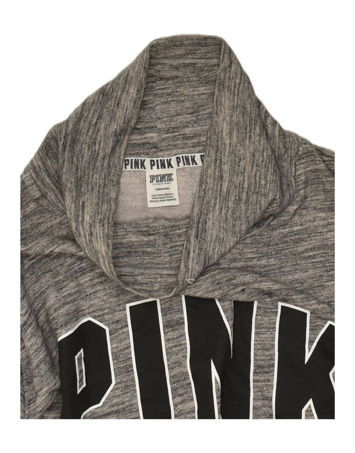 PINK Womens Graphic Sweatshirt Jumper UK 16 Large Grey Cotton Vintage Pink and Second-Hand Pink from Messina Hembry 