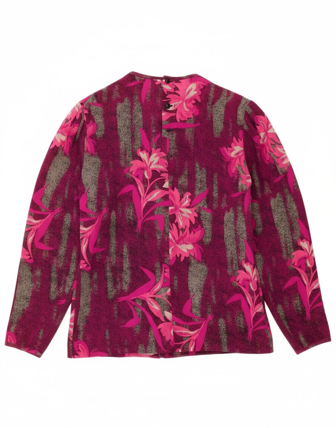 VINTAGE Womens Long Sleeve Blouse Top IT 44 Medium Pink Floral Silk Vintage Vintage and Second-Hand Vintage from Messina Hembry 