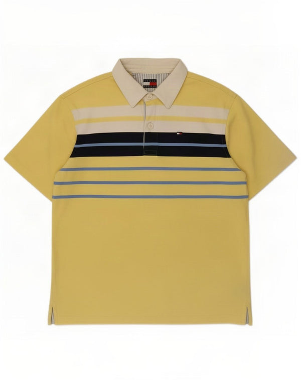 Tommy Hilfiger Mens Rugby Polo Shirt Medium Yellow Striped