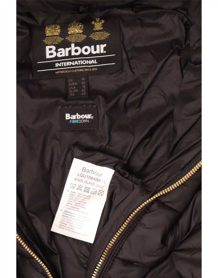 Женская стеганая куртка с капюшоном Barbour UK 14, большая, черная, полиамид