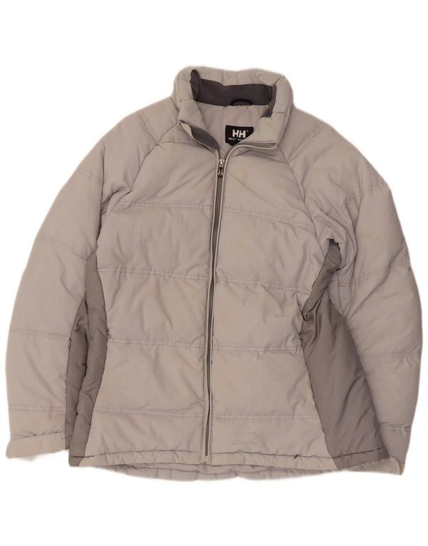 Женская стеганая куртка Helly Hansen UK 16, большая серая, нейлон с цветными блоками