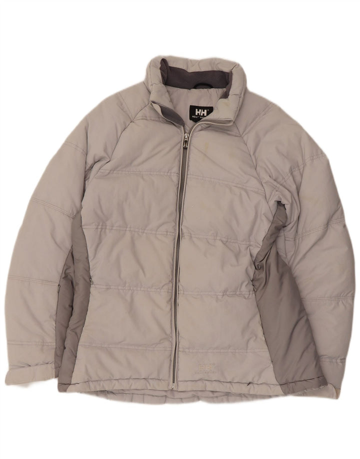 Женская стеганая куртка Helly Hansen UK 16, большая серая, нейлон с цветными блоками