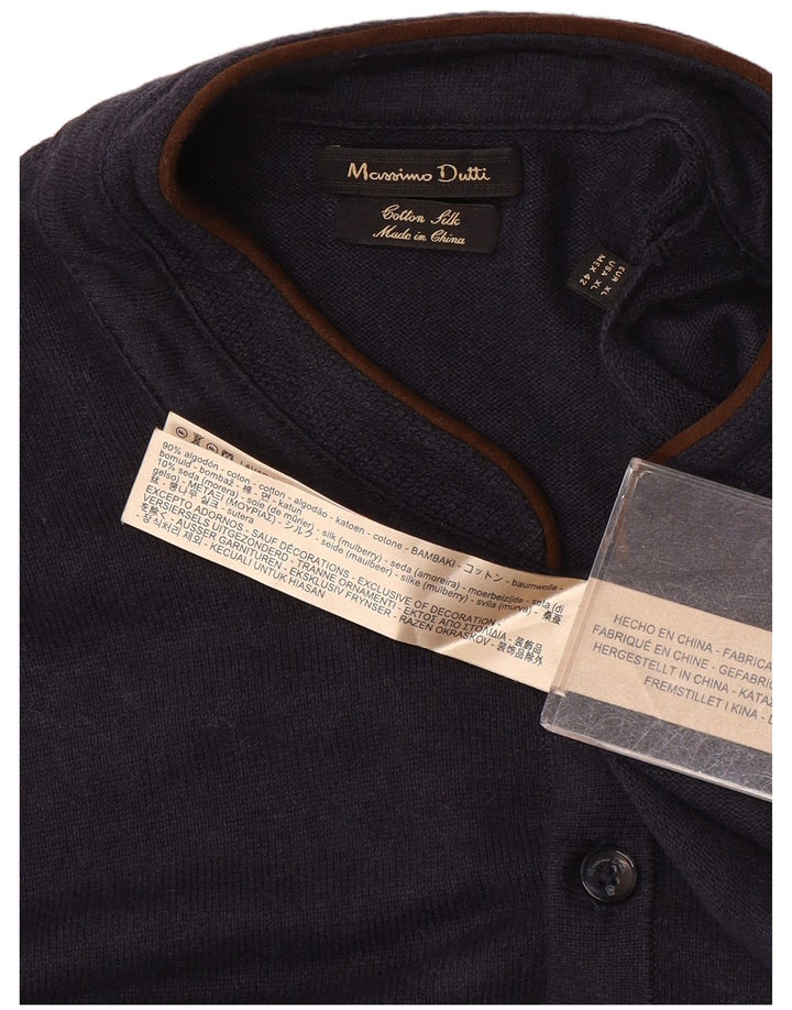 Мужской джемпер с пуговицами Massimo Dutti XL, темно-синий, хлопок