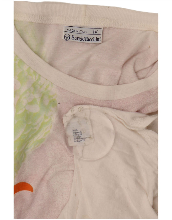 SERGIO TACCHINI Женская футболка с рисунком, США 12, большой белый цветочный хлопок