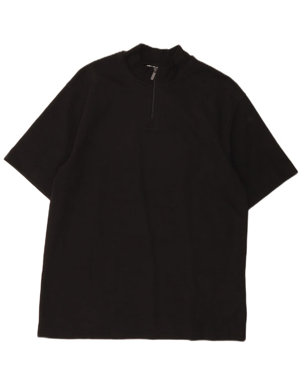 Женская футболка Zara с воротником на молнии Top UK 14, средний черный хлопок