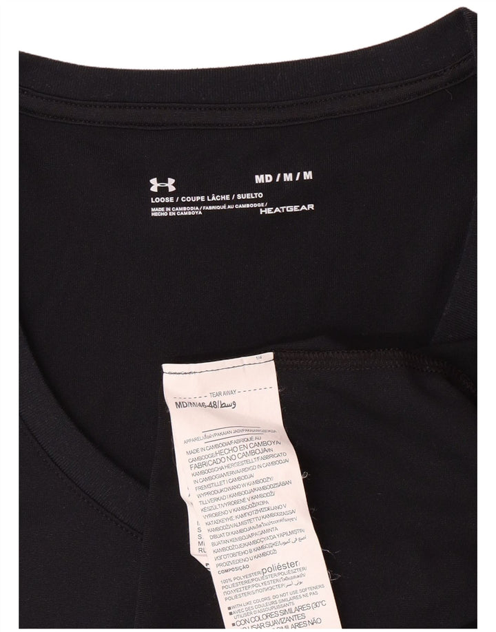 UNDER ARMOUR Womens Heat Gear T-Shirt Top UK 14 Medium Black Polyester