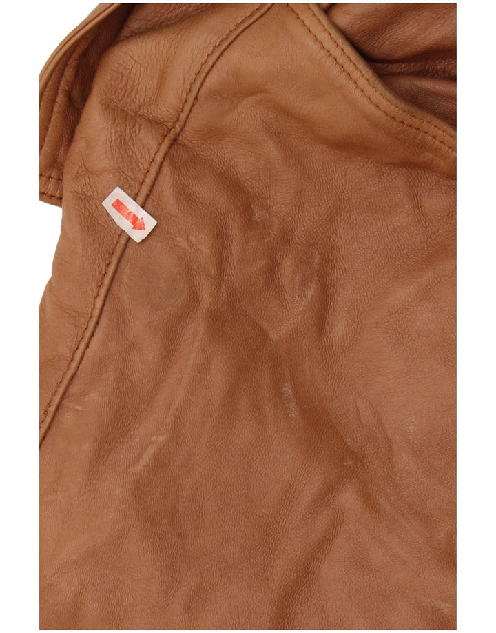 Мужская кожаная куртка в стиле милитари VINTAGE UK 44 2XL коричневая кожа