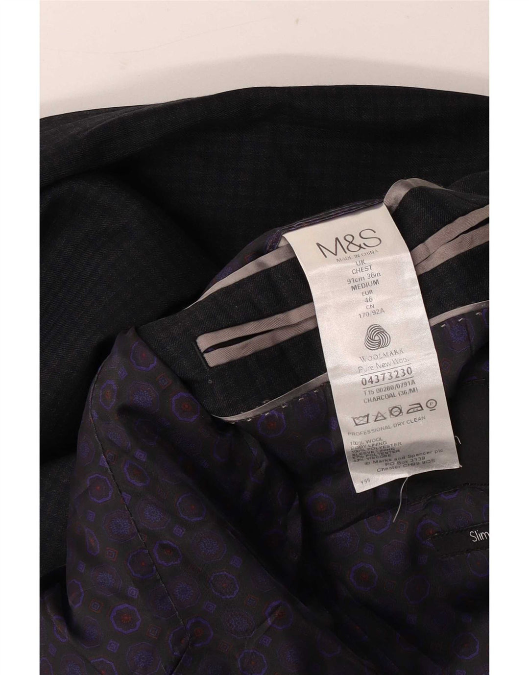 Мужской пиджак Marks & Spencer на 2 пуговицах, Великобритания, 36, маленький серый, шерстяной в клетку