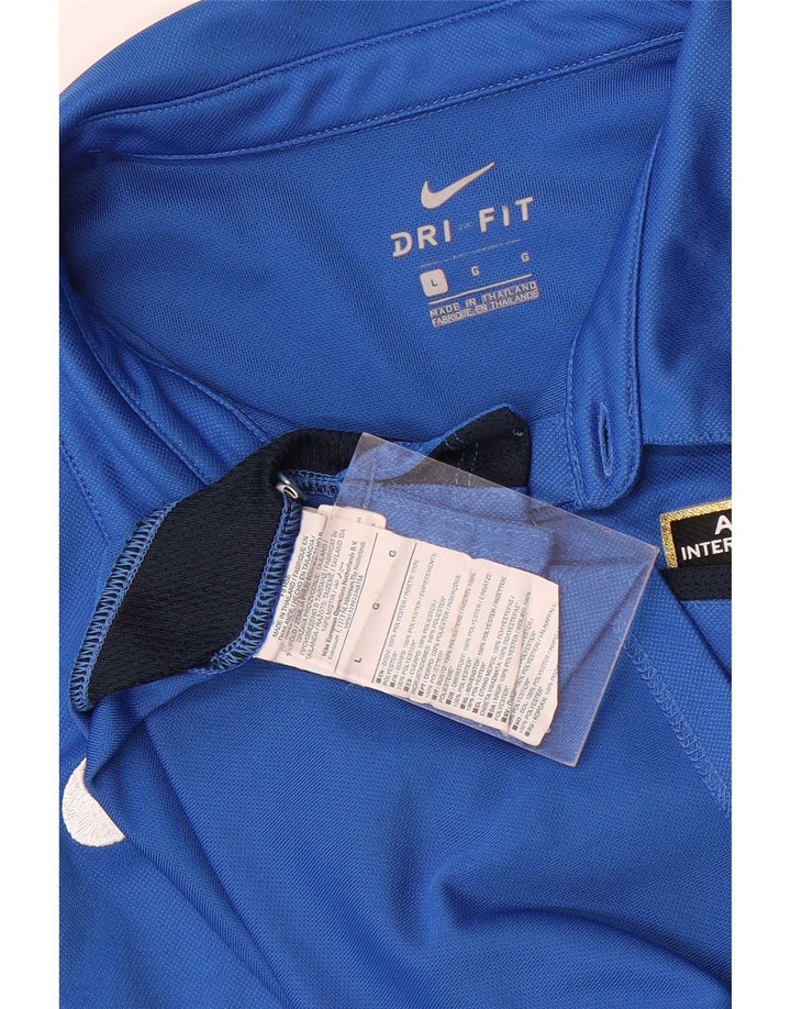Мужская рубашка-поло с графическим рисунком Nike Calcio, большая синяя полиэстер с цветными блоками