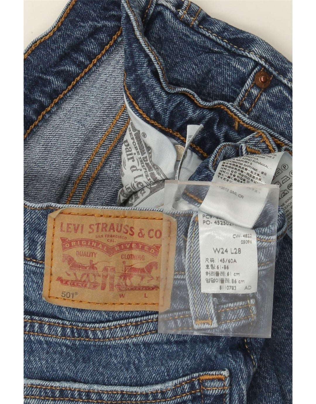 Женские прямые джинсы Levi's 501 W24 L28 синие, хлопок